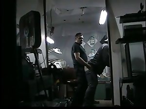 Shop owner sucks cock in his garage