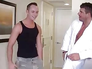 Bodybuilder Atlas and Twink in Hotel room